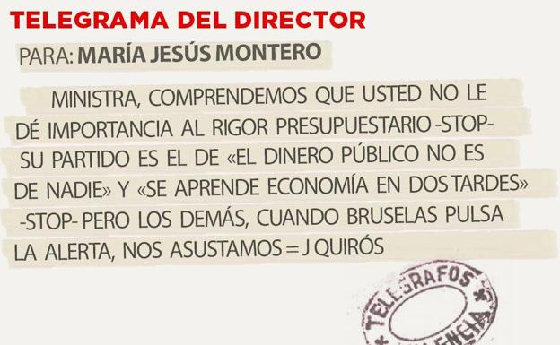 Telegrama para María Jesús Montero