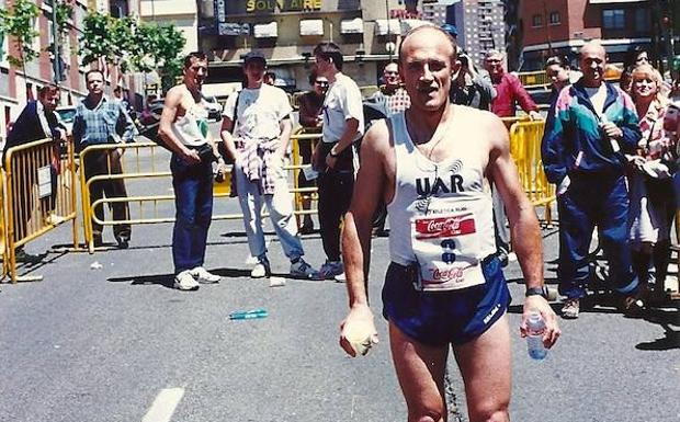 El francotirador Manuel Murillo, en una prueba atlética.