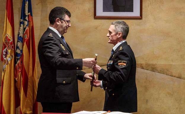 Ignacio del Olmo, nuevo comisario provincial de la Policía Nacional en Valencia, en el acto de su toma de posesión.