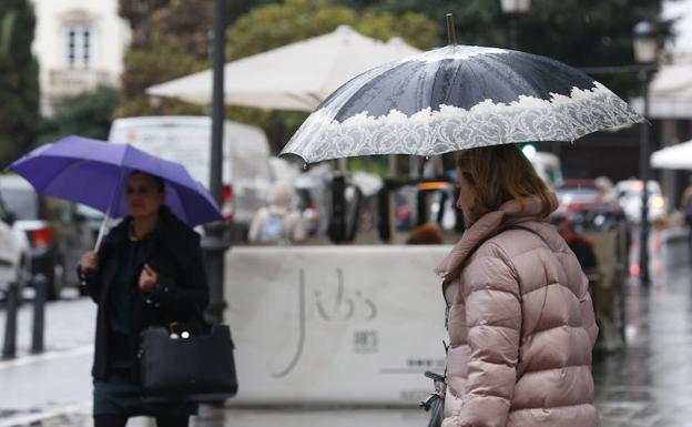 Lluvia en la ciudad de Valencia. 