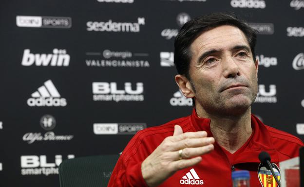 Marcelino, en una rueda de prensa.