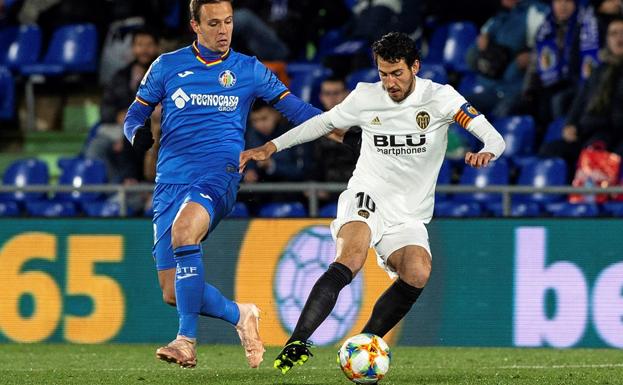 Dani Parejo, en el partido del Valencia en Getafe.