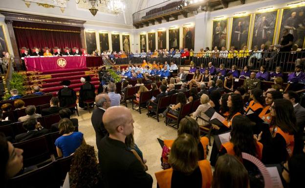 Acto de apertura del curso de la universitat de València, en una imagen de archivo. 