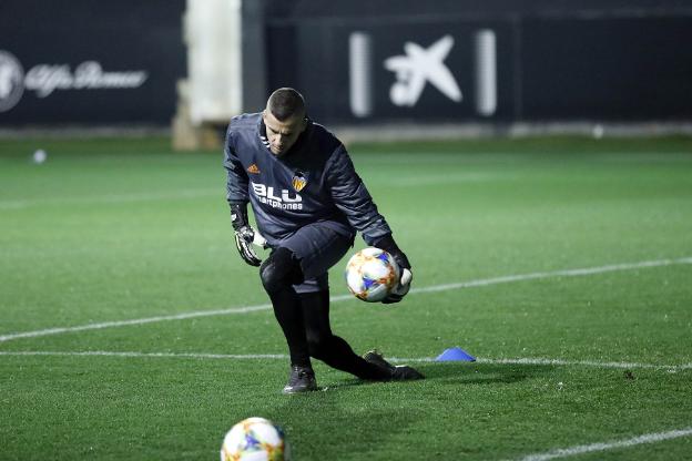 Jaume, durante el entrenamiento de ayer. 