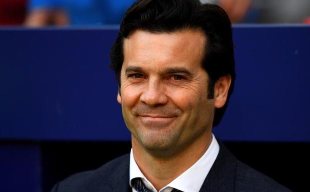 Santiago Solari, durante el derbi en el Metropolitano. 