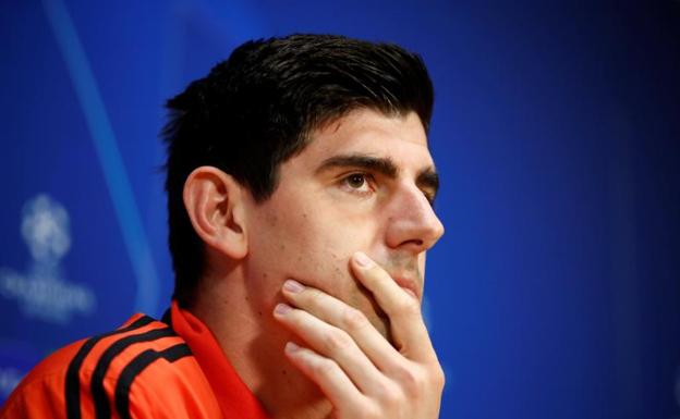 Thibaut Courtois, durante su rueda de prensa previa al partido ante el Ajax.