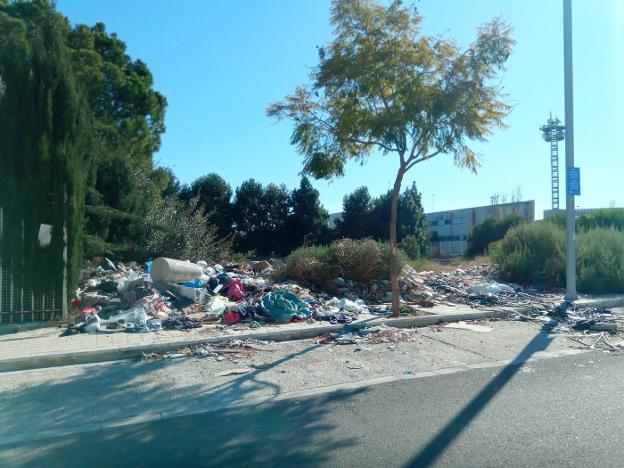 Dos puntos de la zona universitaria afectada por la acumulación de residuos y basuras. 