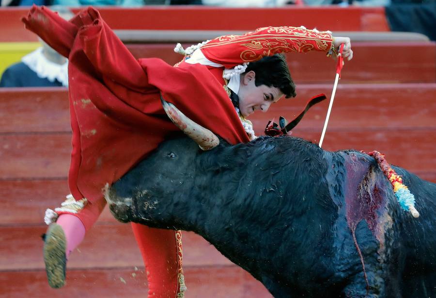 La segunda novillada de las Fallas culmina con una oreja para Borja Collado, quien sufrió varias cornadas al igual que el mexicano Diego San Román