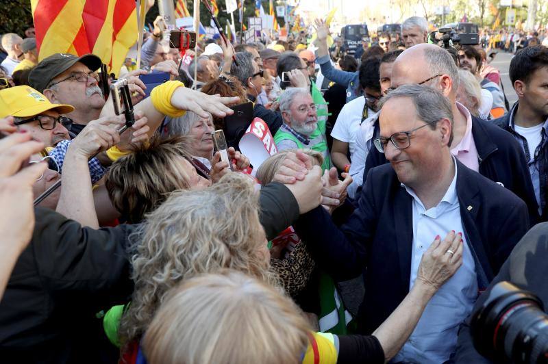 Colectivos independentistas catalanes se han concentrado este sábdo en Madrid para 