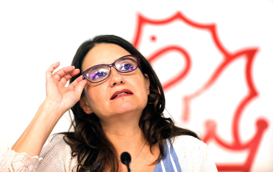 Mónica Oltra, durante una rueda de prensa tras el Pleno del Consell. 