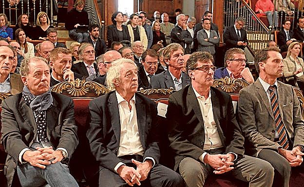 Subirats, Sol, Kempes y Giner, en el acto.