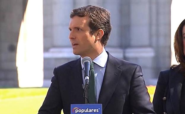 Pablo Casado, durante la presentación de los candidatos por Madrid.