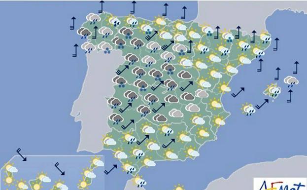 Previsión de Aemet para el miércoles 24 de abril, de 0 a 12 horas.