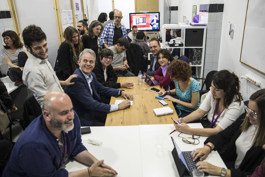 Fotos: Así espera Unidas Podemos los resultados de las elecciones del 28-A