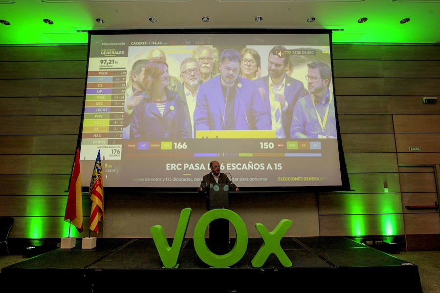 Fotos: Así espera VOX los resultados de las elecciones del 28A