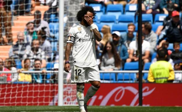 Marcelo durante el partido ante el Betis.