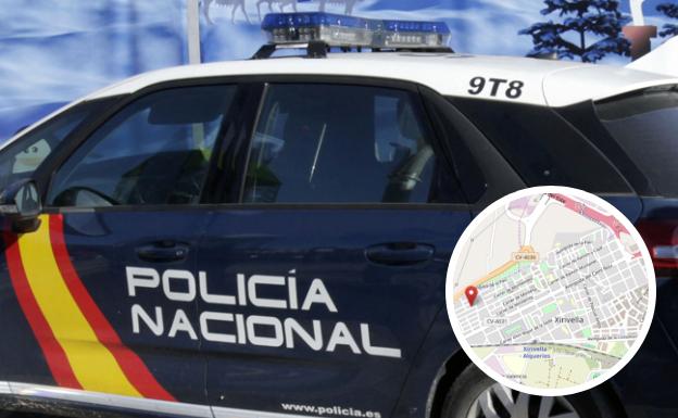 Una patrulla de la Policía Nacional y ubicación de la comisaría de Xirivella.