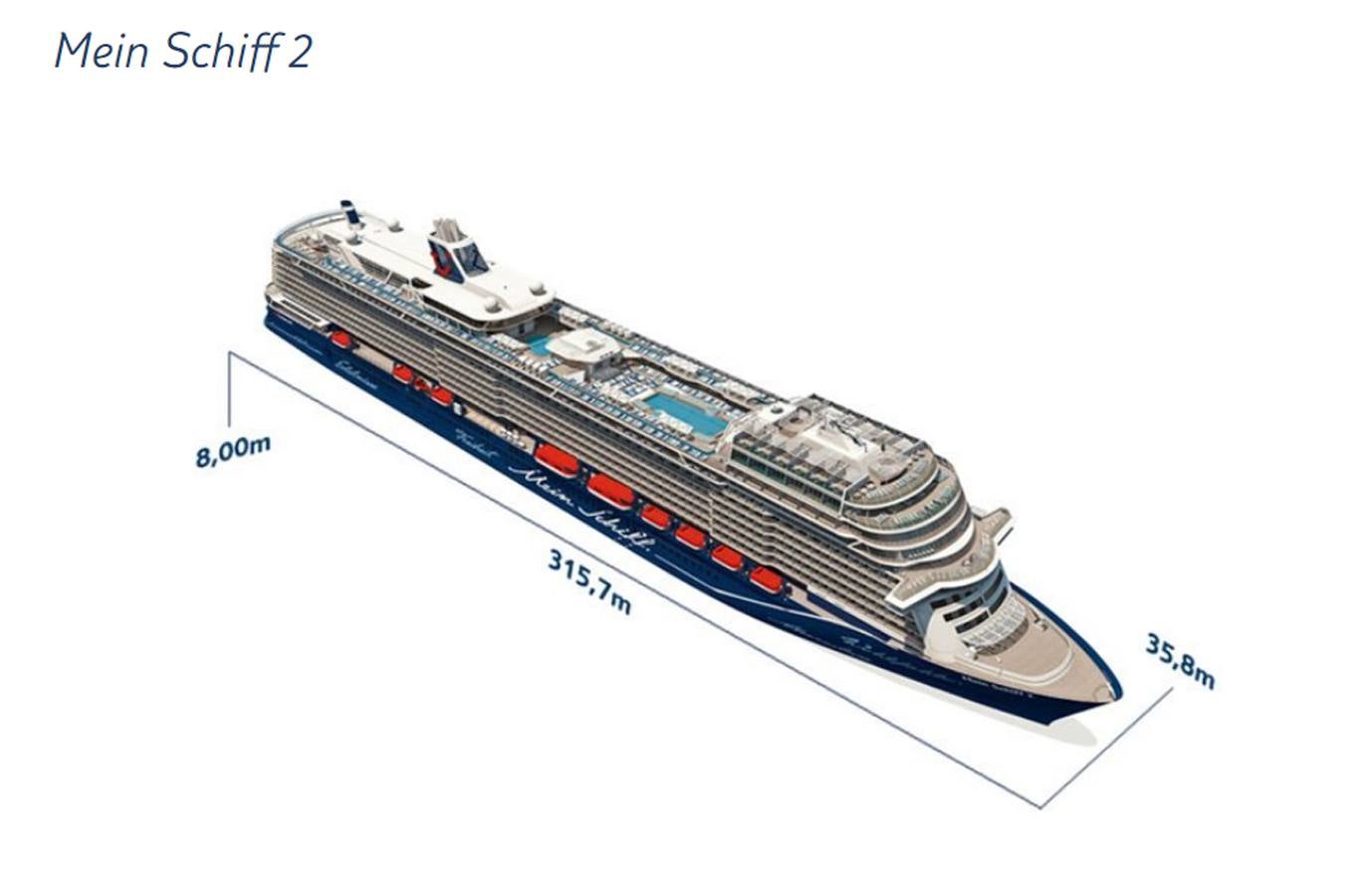 El crucero Mein Schiff 2 hizo este domingo su primera escala en el puerto de Valencia. La Autoridad Portuaria entregó al capitán del buque, Thomas Roth, una metopa conmemorativa. El navío, de 315,7 m de eslora y con capacidad para 2.900 pasajeros, recaló en Valencia durante su travesía hacia Palma de Mallorca y con destino en Cerdeña. El nuevo Mein Schiff 2 pertenece a la compañía alemana TUI Cruises y tiene bandera de Malta.