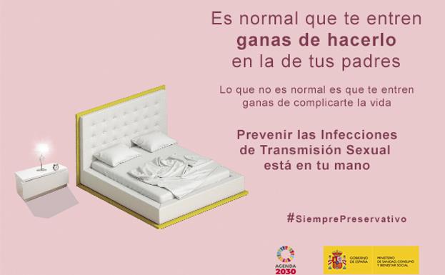 Lema de la campaña del Ministerio de Sanidad para fomentar el uso del preservativo. 