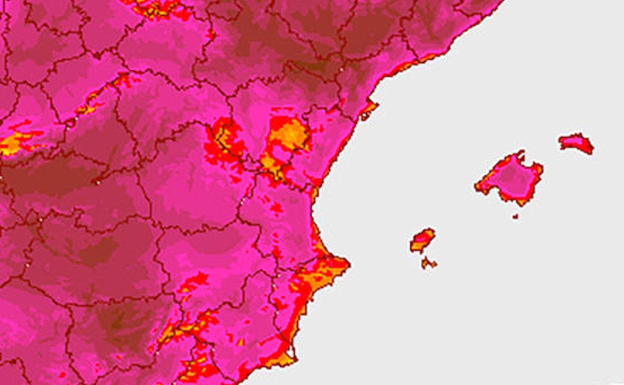 Mapa de calor en la Comunitat Valenciana. 