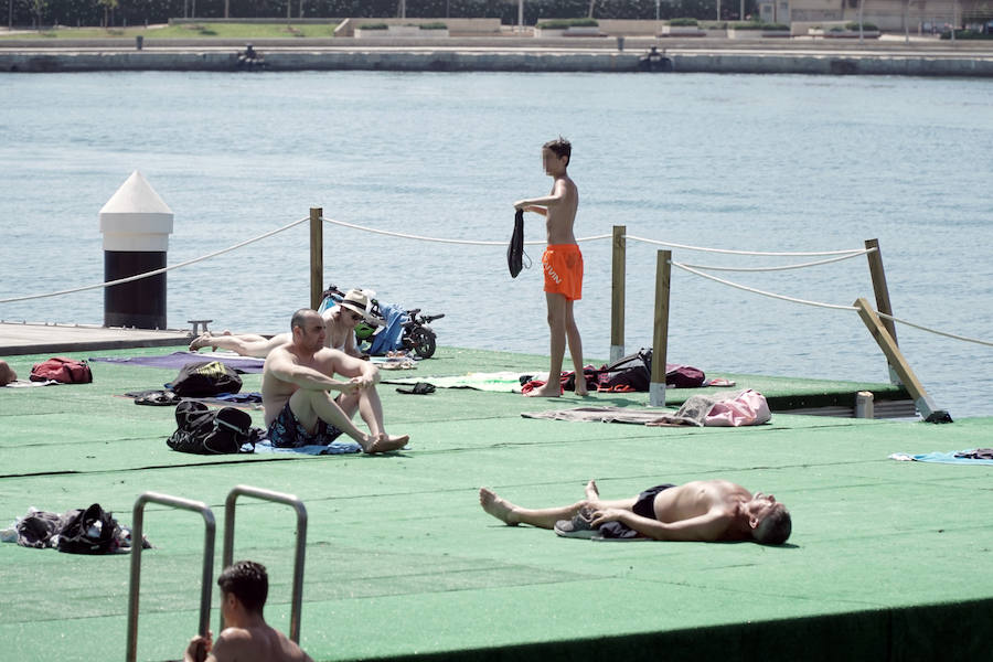 La nueva piscina natural de La Marina se ha convertido ya en la atracción de ocio de Valencia de moda este verano. Los valencianos han aprovechado este fin de semana de calor intenso para remojarse en las aguas del puerto. 