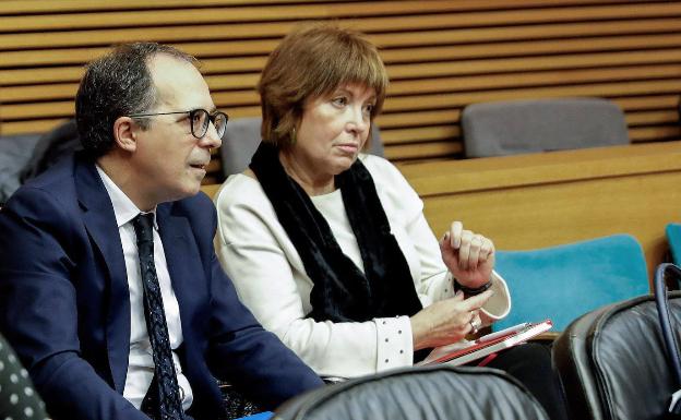 Enrique Soriano y Empar Marc, en una comisión de Les Corts 