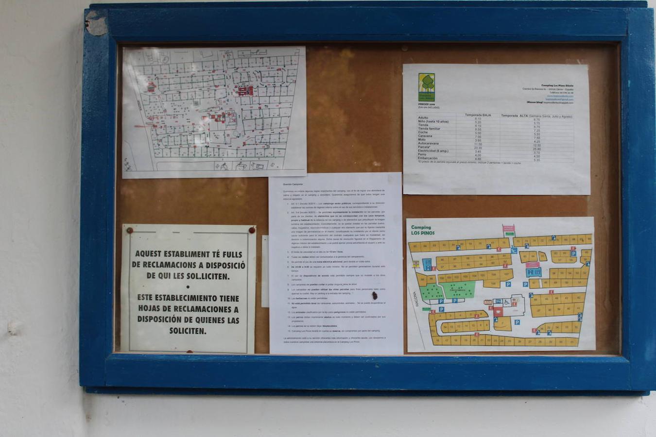 Planos y normas del camping. 