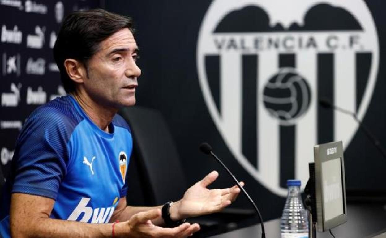 Marcelino, en la rueda de prensa. 