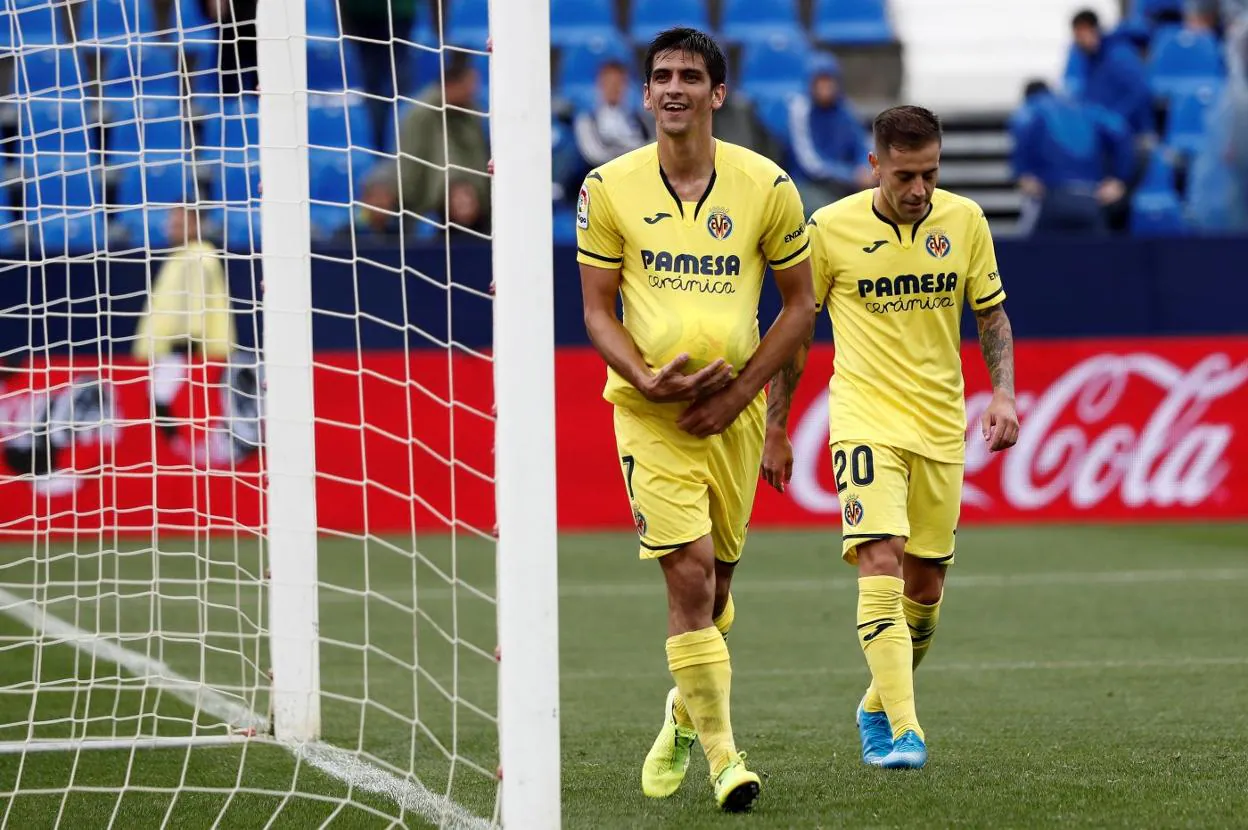 Gerard Moreno celebra el tercer tanto del Villarreal. 