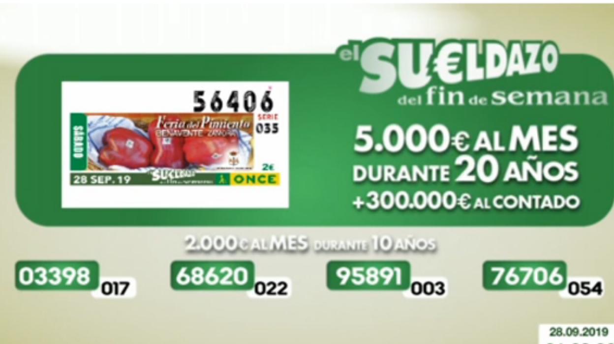 Resultados del Sueldazo de la ONCE de hoy 28 de septiembre: comprobar números premiados el sábado