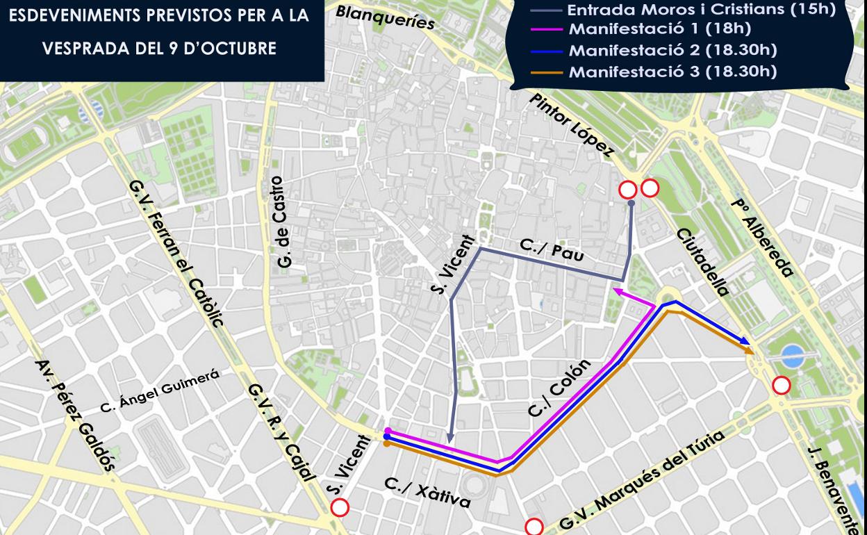 Manifestaciones del 9 de Octubre en Valencia: horario y recorridos