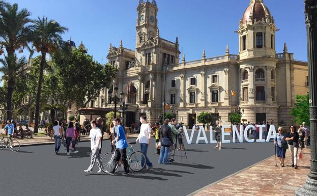 Imagen principal - La plaza del Ayuntamiento de Valencia será peatonal a partir del 20 de marzo