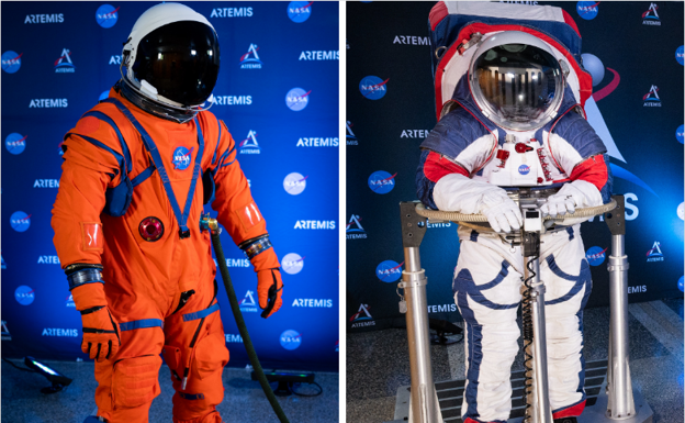 Prototipos de los nuevos trajes espaciales presentados por la NASA.