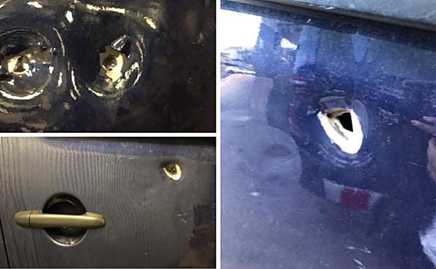 Impactos de las bolas de acero en varios vehículos.