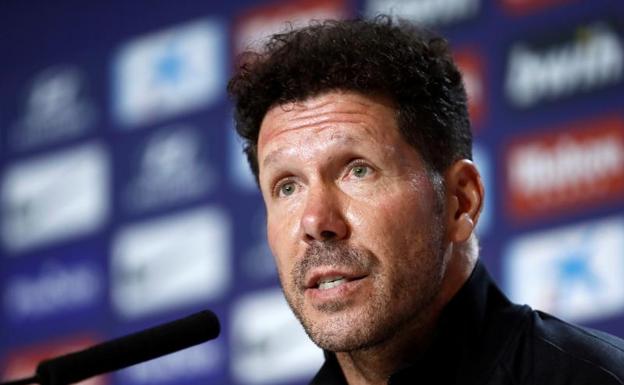 Diego Pablo Simeone, durante su rueda de prensa previa al Atlético-Valencia.