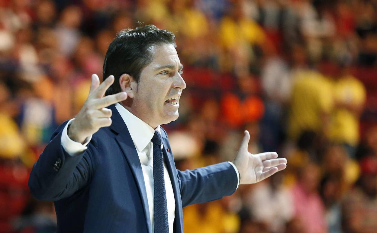 Xavi Pascual, durante un partido con el Barcelona 