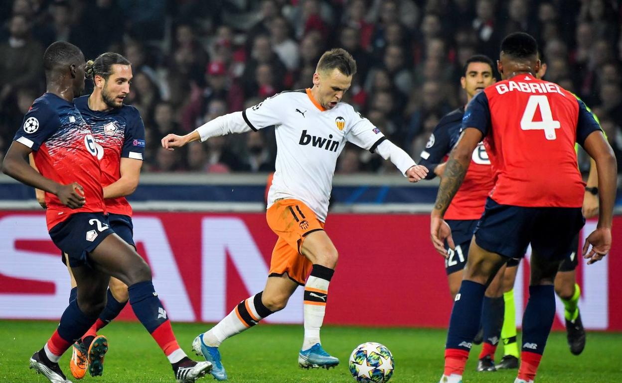 Cheryshev, durante el partido de Champions en Lille