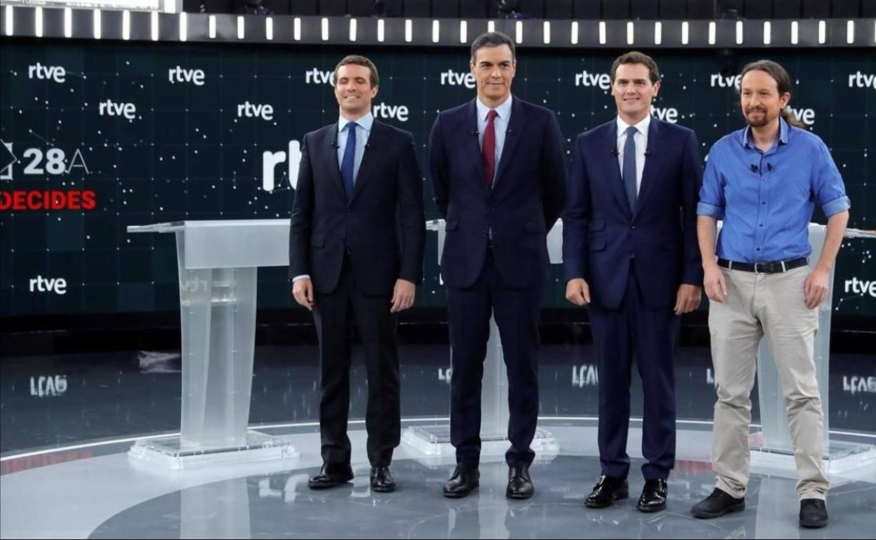 Cuatro de los candidatos en el último debate electoral, el pasdo mes de abril. 