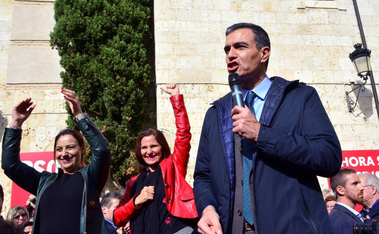 Pedro Sánchez, en un mitin en Palencia. 