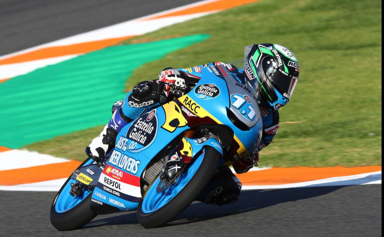 Sergio García, durante los libres de Moto3 en el Ricardo Tormo