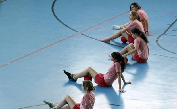 Un grupo de adolescentes, en una clase de gimnasia.