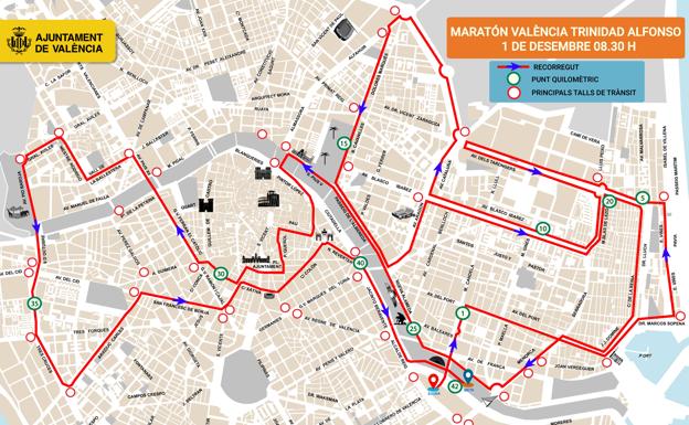 Calles cortadas en Valencia por el Maratón: así afecta al tráfico