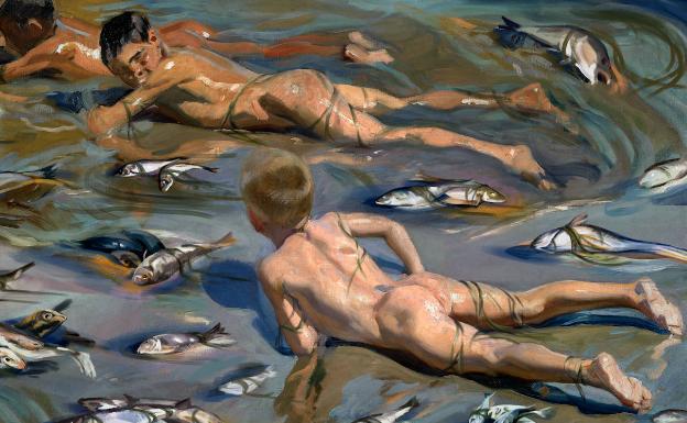 Óleo de Sorolla 'retocado' para concienciar sobre el cambio climático. 