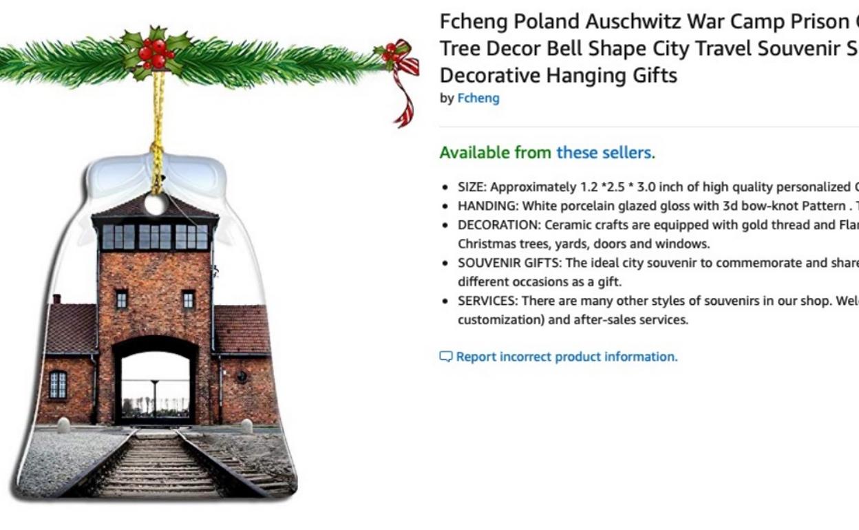 Amazon retira del mercado unos adornos navideños que contenían imágenes de Auschwitz por las críticas recibidas