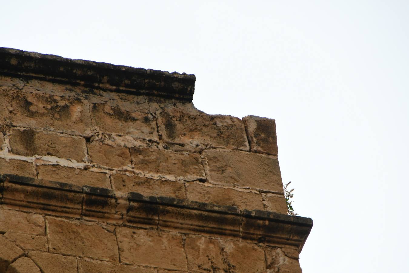 Daños en la cornisa de la iglesia gótica de San Bartolomé de Xàbia.