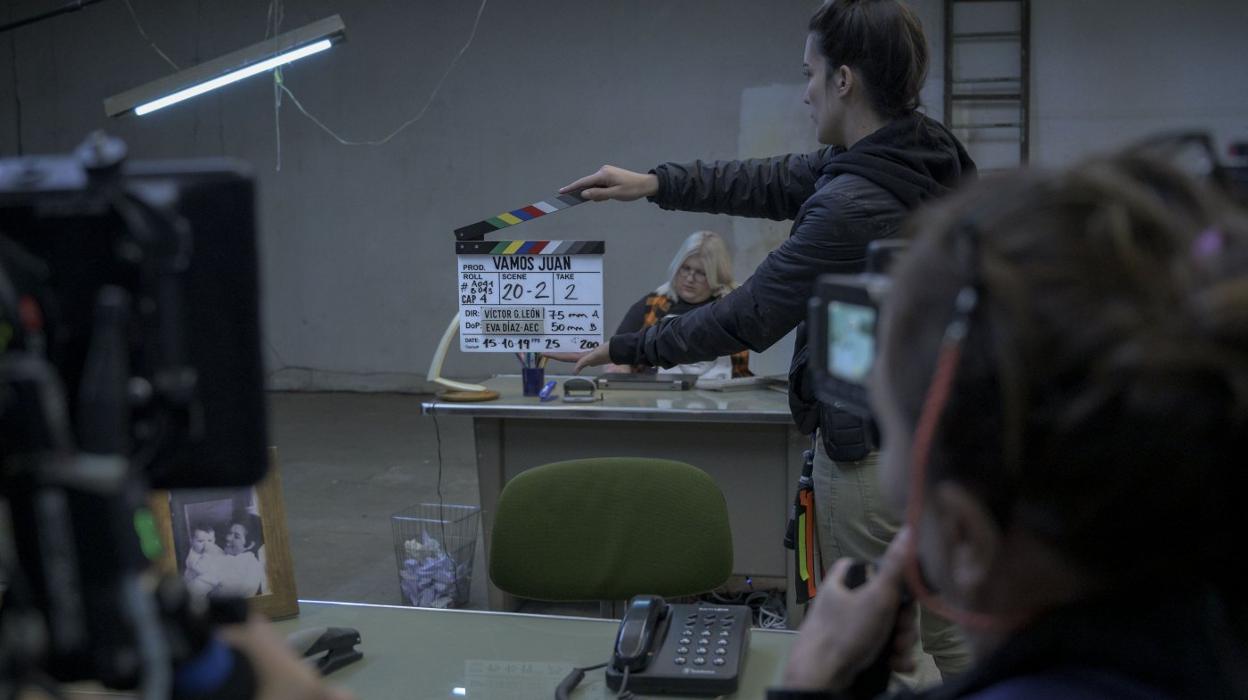 Un momento del rodaje de 'Vamos Juan', la continuación de 'Vota Juan', que protagoniza Javier Cámara.