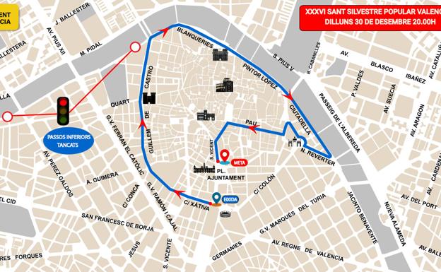 Calles cortadas por la San Silvestre de Valencia 2019: así afecta al tráfico en el centro