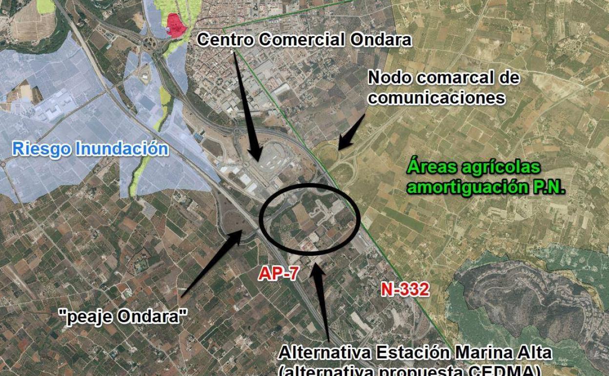 Cedma propone ubicar la estación intermodal del tren cerca del peaje de la AP-7 en Ondara