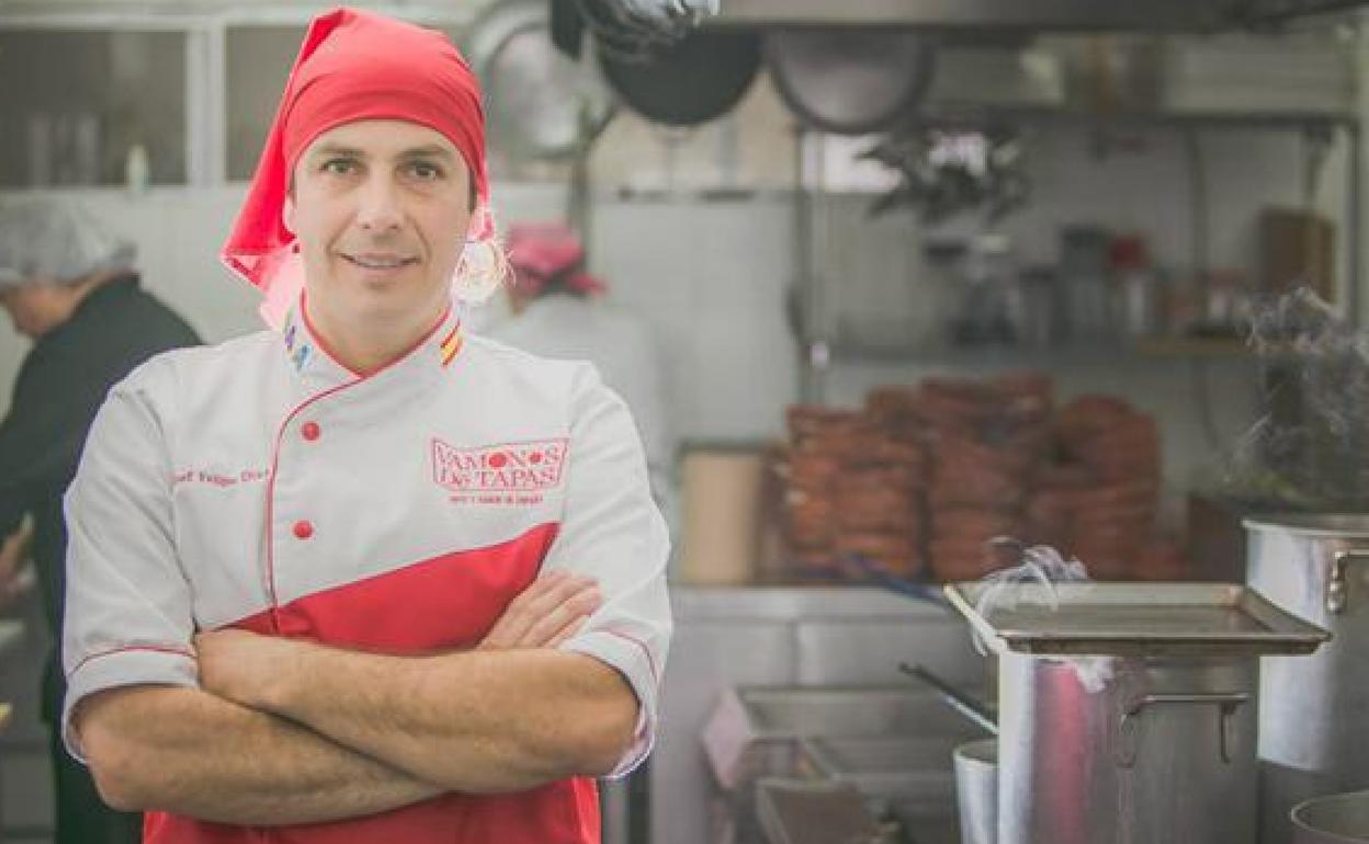 Felipe Díaz, en el restaurante donde trabajaba en Méjico.