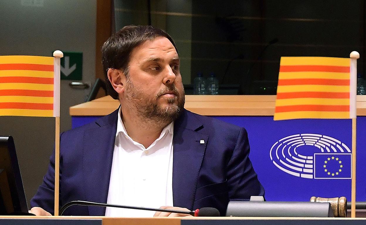 Oriol Junqueras, en un acto en el Parlamento europeo.